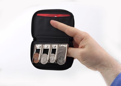 Coin Sorter Wallet open full upside down view